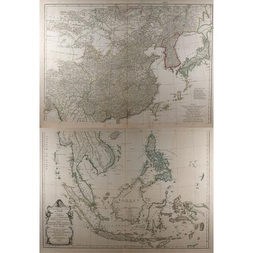 Old map image download for Seconde partie de la carte d'Asie contenant la Chine et partie de la Tratarie, l'Inde ? Sumatra, Java, Borneo, Moluques, Philippines et du Japon.