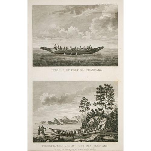 Old map image download for Pirogue du port des français. / Pirogue, trouvée au port des français.