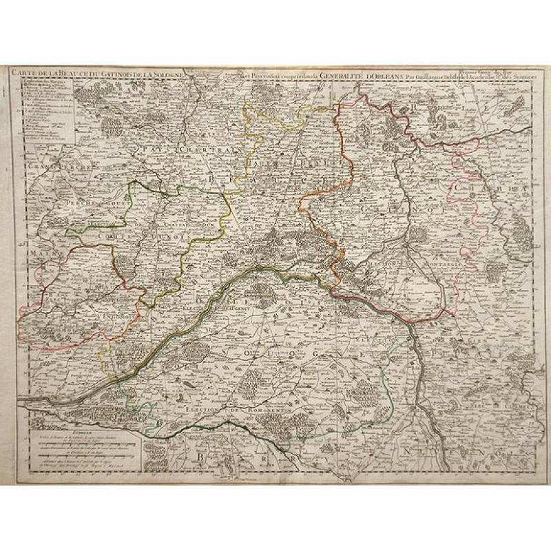 Carte de la Beauce du Gatinois de la Sologne et Pays voifins compris dans la Generalite d\'Orleans.