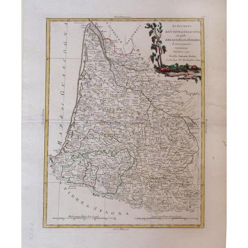 Old map image download for Li Governi di Guyenna e Guascogna con quello di Bearn e Bassa Navarra