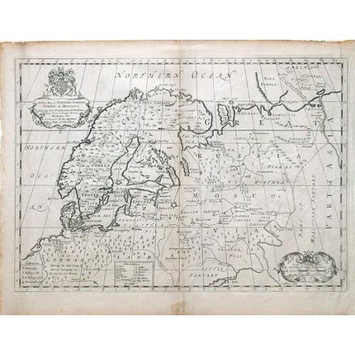 Old map image download for A New Map of Denmark, Norway, Sweden, & Moscovy shewing their present general divisions, chief cities or towns, rivers and mountains & c.