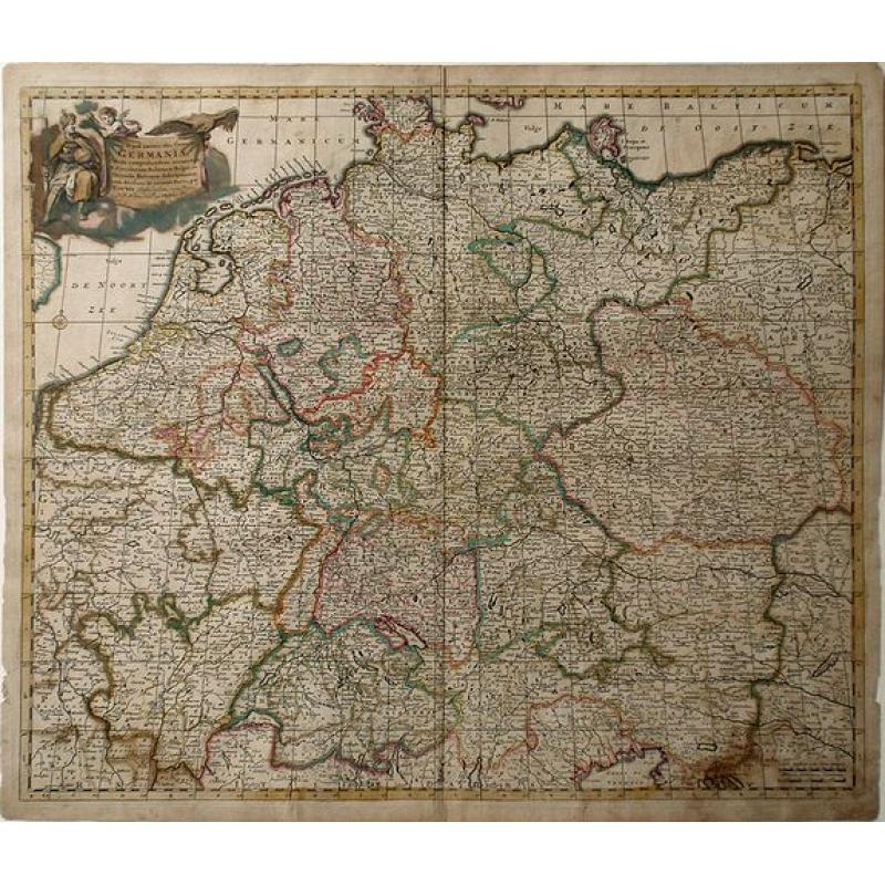 Nova et Prae Caeteris Alis Correcta Germaniae Tubula Comprehendens Accuratam X. Circulorum, Bohemiae, Regni, AC Univerfae Helvetia Defcriptionem, Cum Divifione in Caeterais Partes.