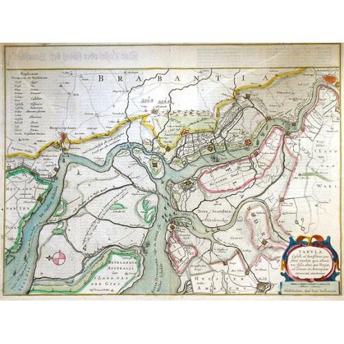 Old map image download for Tabula Castelli ad Sanflitam, qua fimul inundati agri, alluvio nes, fossae, alvei, quae Bergas ad Zomam et Anverpiam interjacent, annotantur. . .