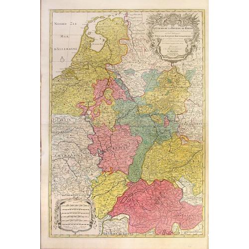 Old map image download for Le Cours De La Riviere Du Rhein depuis sa Source jusques a son Emboucheure ou sont distingues Tous Les Estats et Souverainetes
