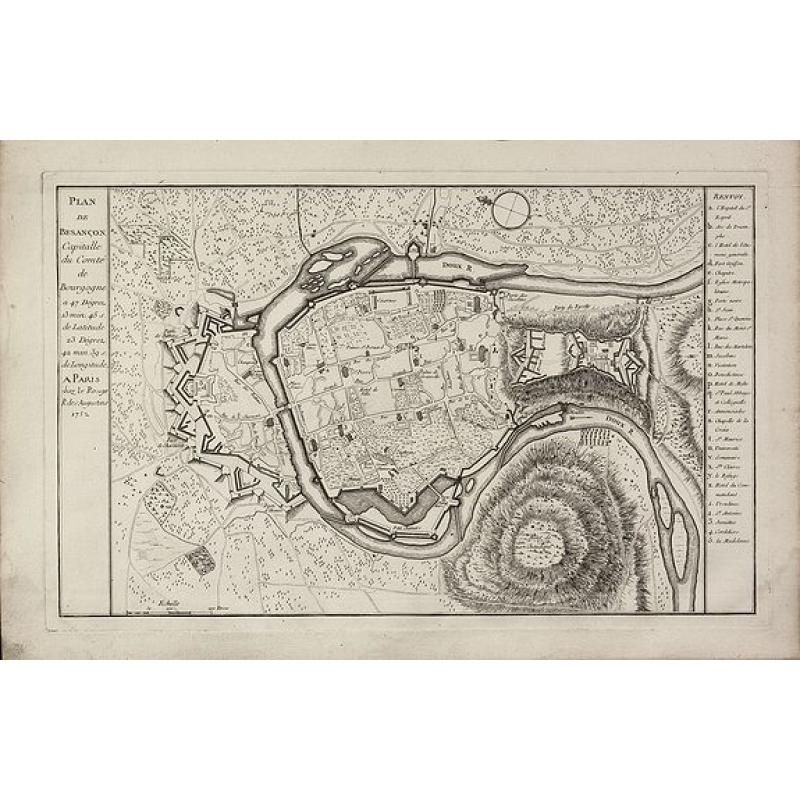 Plan de Besancon. Capitalle du Compté de Bourgogne.