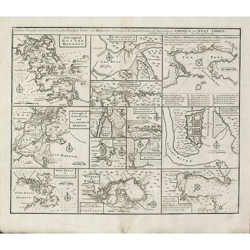 Old map image download for Particular Draughts and Plans of Some of the Principal Towns and Harbours Belonging to the English, French, and Spaniards, in America and West Indies