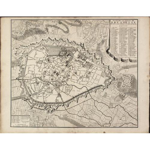 Old map image download for Plan de la ville de Brusselle, Ville Noble au Duche de Brabant, et les delices des Pays Bas.
