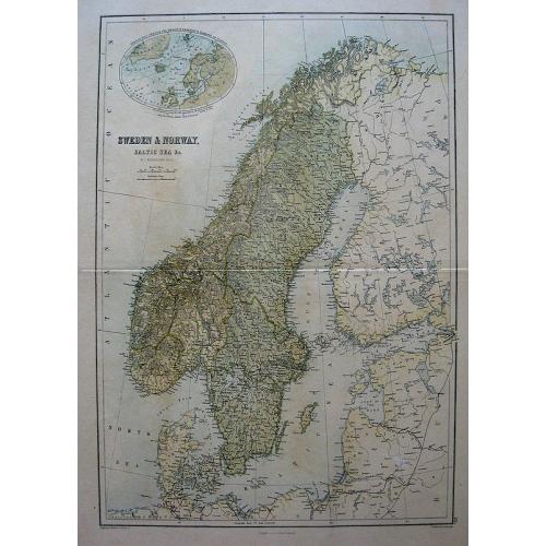 Old map image download for Sweden and Norway.