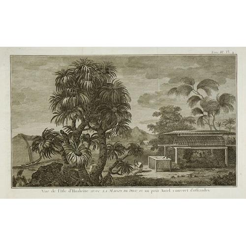 Old map image download for Vue de l'Isle Huaheine avec la Maison de Dieu, ...