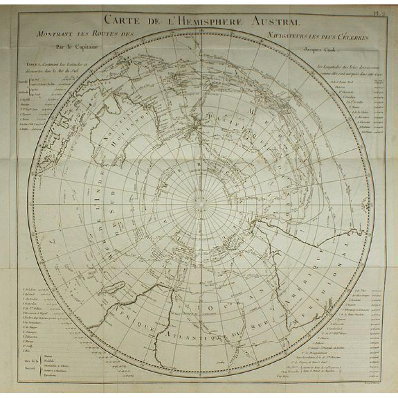 Carte de l'Hemisphere Austral.