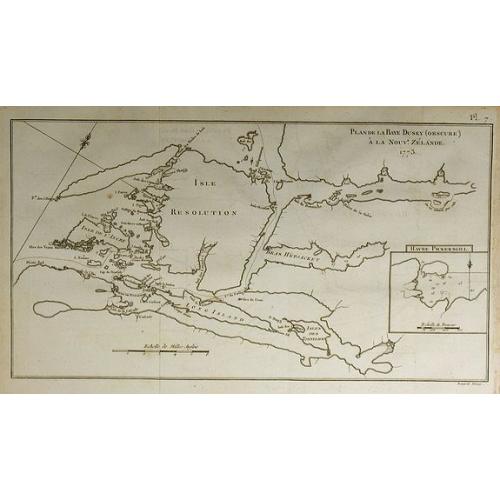 Old map image download for Plan de le Baye Dusky (Obscure) à la Nouv-e. Zélande.
