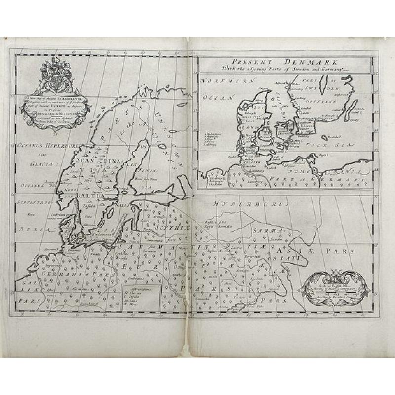 A New Map of Ancient Scandinavia together with as much more of y Northern Part of Ancient Europe as Anvers to Present Denmark & Moscovia