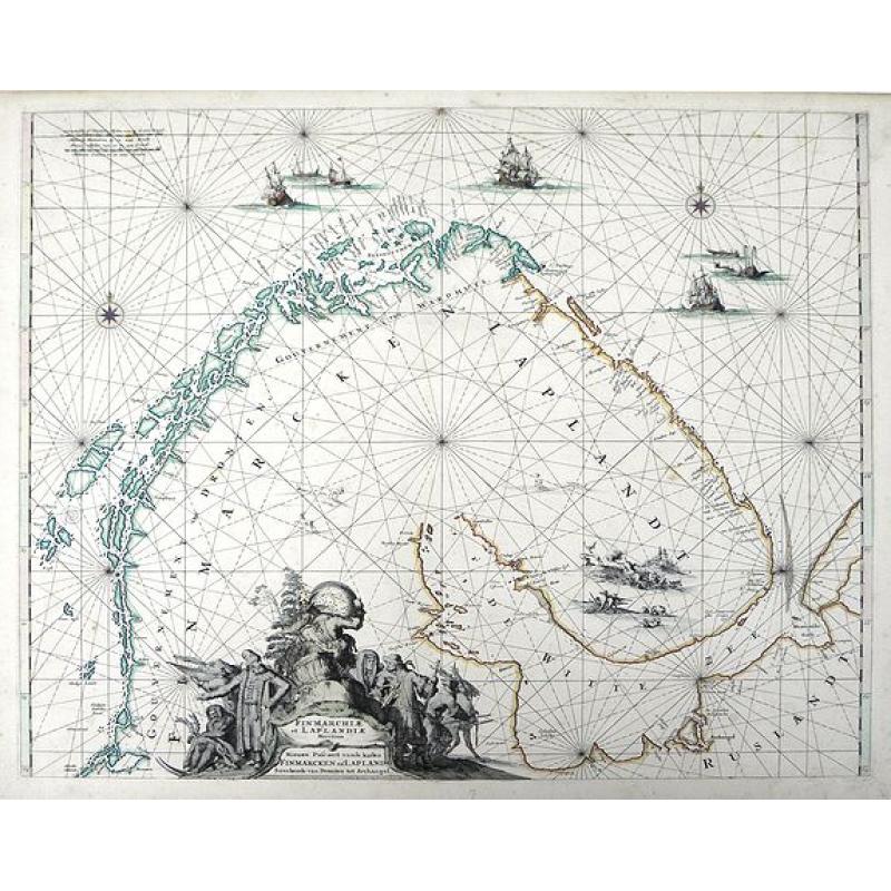 Finmarche et Laplandiae Maritima Nieuwe Pascaert vande Kusten Finmarcken en Lapland Streckende van Dronten tot Archangel.