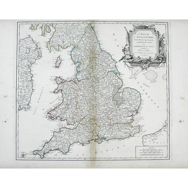 Le Royaume d'Angleterre, divise felon les sept Royaumes, ou Heptarchie des Saxons, avec La Principaute de Galles, et subdivise et Shires ou Comtes