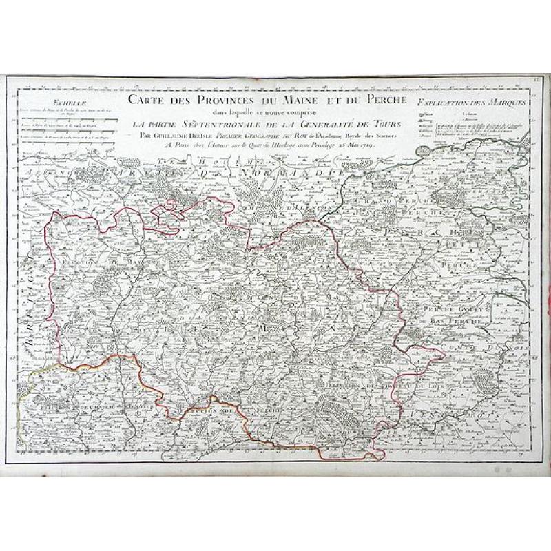 Carte des Provinces du Maine et du Perche dans Laquelle se trouve comprise La Partie Septentrionale De La Generalite De Tours