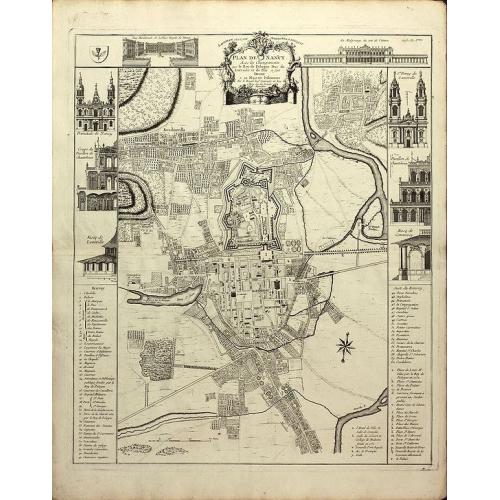 Old map image download for Plan de Nancy Avec les Changements que le Roy de Pologne Duc de Lorraine et de Bar a fait Dedié à sa Majesté Polonoise Par Le Rouge