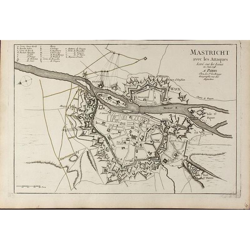 Mastricht avec les Attaques Leve sur les Lieux en Juin 1748. A Paris chez Le Sr. Le Rouge