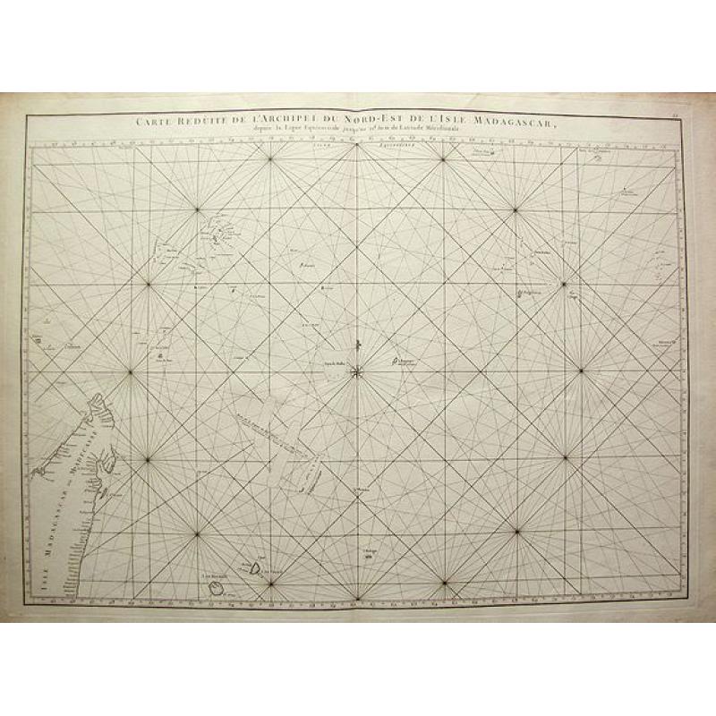 Carte réduite de l'Archipel du Nord-Est de l'Isle Madagascar depuis la lingne Equinoctiale jusqu'au 21d.30m. de Latitude Méridionale