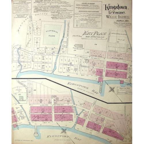 Old map image download for Kingston, St. Vincent. West Indies.