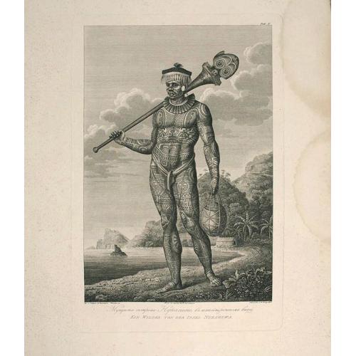 Old map image download for Plate of a tattooed male from Nukuhiva (Marquesas Islands)