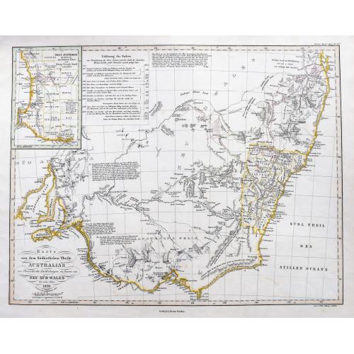 Old map image download for Karte von dem Südöstlichen Theile Australia's zur Übersicht der Entdeckungen im Innern von Neu Süd Wales bis zum Jahre 1832.