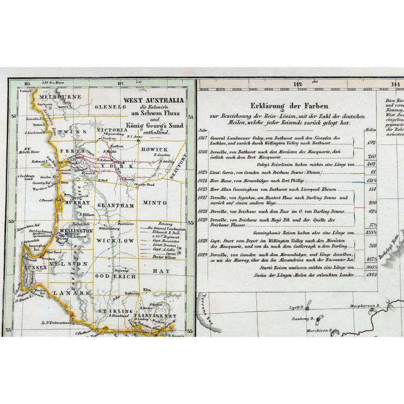 Karte von dem Südöstlichen Theile Australia's zur Übersicht der Entdeckungen im Innern von Neu Süd Wales bis zum Jahre 1832.