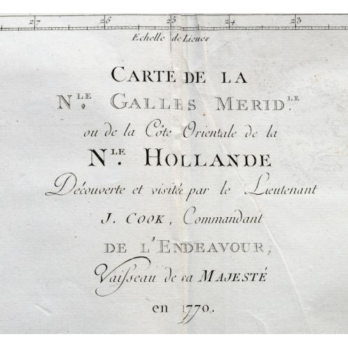 Old map image download for Carte de la Nle. Galles Merid.le ou de la Cote Orientale de la Nle. Hollande Découverte et visiteé par le Lieutenant J. Cook, Commandant de l'Endeavor. . .