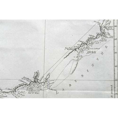 Old map image download for Carte de la Nle. Galles Merid.le ou de la Cote Orientale de la Nle. Hollande Découverte et visiteé par le Lieutenant J. Cook, Commandant de l'Endeavor. . .