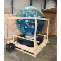 A unique 78 inches (2 meters) diameter relief globe shows the physical features under the oceans.