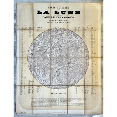 Download a free HR-image of  Carte générale de la lune / dressée sous la direction de Camille Flammarion ; par C. M. Gaudibert ; dessinée par Léon Fenet