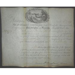 18th century toll road share with signature of the first Dollar millionaire.