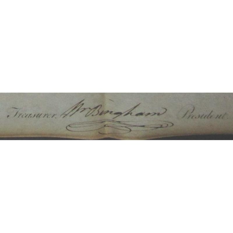 18th century toll road share with signature of the first Dollar millionaire.