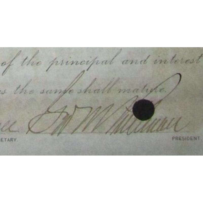 19th century bond with signature of famous inventor of sleeping coaches