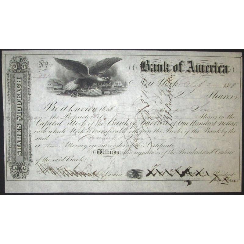 19th century share of Bank of America
