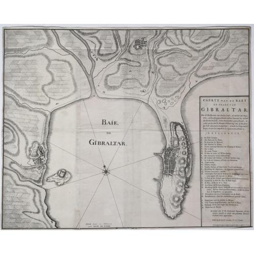 Old map image download for Caerte van de Baey en Stadt van Gibraltar