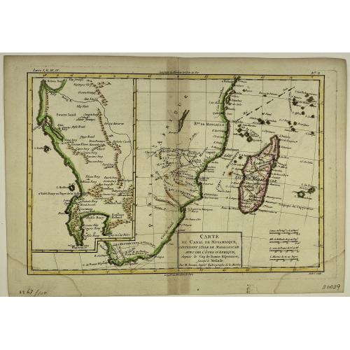 Old map image download for [Lot of 7 map / prints of Madagascar] Parte de la Cote Orientale d' Afrique avec l' Isle de Madagascar et les Cartes particulières des Isles de France et de Bourbon.