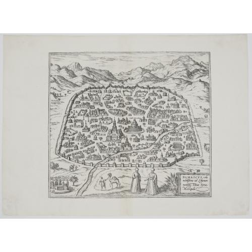 Old map image download for Damascus, Urbs Nobilissima ad Libanum Montem, Totius Syriae Metropolis.