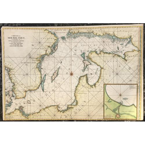 Old map image download for Carte de la Mer Baltique, Contenant les Bancs, Isles et Costes Comprises Entre l'Isle de Zelande et l'Extremite du Golfe de Finlande