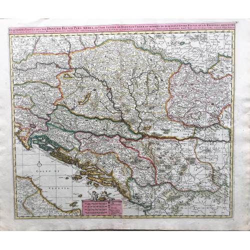 Old map image download for [Set of 3 maps] Exactissima Tabula qua tam Danubii Fluvii pars superior; media; inferior.