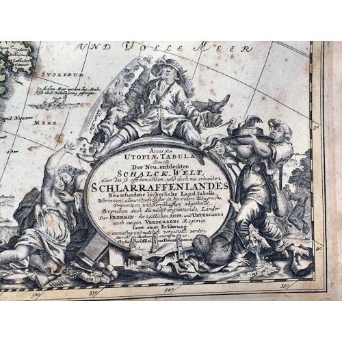 Old map image download for Accurata Utopiae Tabula das ist der Neu entdeckten Schalck Welt. . .Schlarraffenlandes. . .