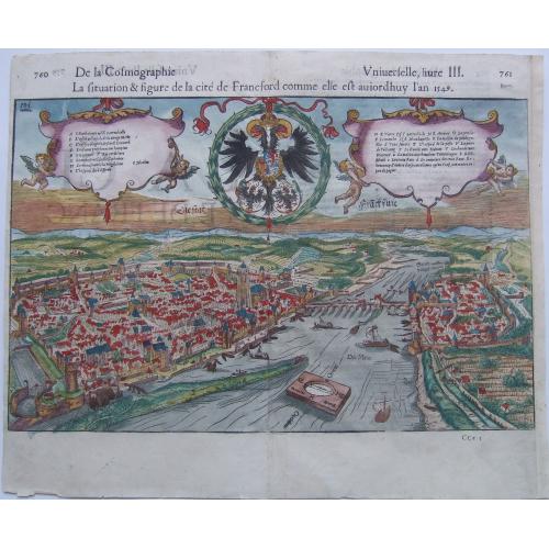 Old map image download for Frankfurt/M., -La situation & figure .. de Francford ... 1549